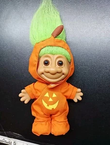 Vintage Russ Halloween Pumpkin Jack-o’-lantern Treasure Troll 5” Good Luck - Picture 1 of 5