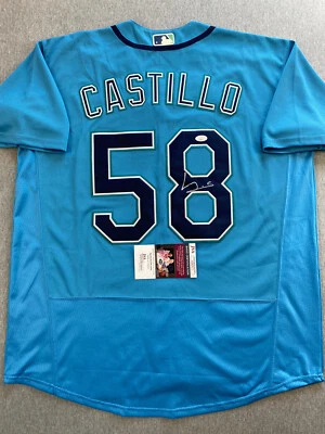 SEATTLE MARINERS- LUIS CASTILLO AUTOGRAPH #58 BABY BLUE NIKE JERSEY JSA AI82973 - Image 1 of 4