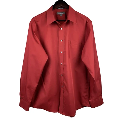 Camisa de vestir con botones Croft & Barrow para hombre talla 16,5 x 34/35 carmesí LS Church Foto 1 de 4