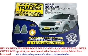 TRADIES HEAVY DUTY CANVAS SEAT COVER FIT FORD RANGER SINGLE CAB DX / XL 2012- ON - Picture 1 of 4