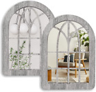Wooden Framed Arched Wall Mirror, Farmhouse Arch Mirrors for Wall Decor,