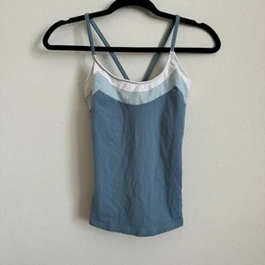 Prana Blue Color block Workout Exercise Yoga Cami Top Built In Bra Size S - Picture 1 of 6
