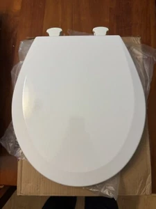 Bemis 500EC 390 runder WC-Sitz aus emailliertem Holz in Baumwollweiß - Bild 1 von 7