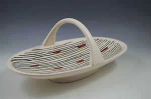 MID CENTURY KRAKEROY CERAMIC KK NORWAY BASKET WITH HANDLE SERVING DISH - Picture 1 of 5