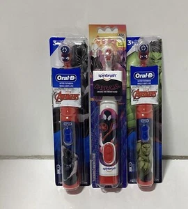 3 Oral-B Kids Battery Toothbrushes: Avengers Hulk, & Black Panther, Spiderman - Picture 1 of 2