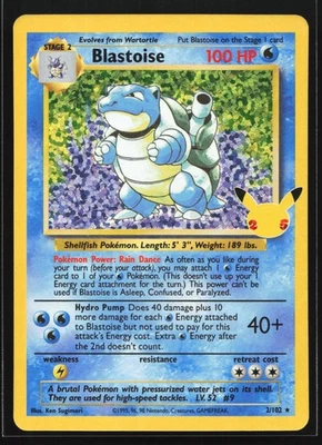 Pokemon Blastoise 2/102 Celebrations Classic Collection Ultra Rare Holo NM - Image 1 of 2