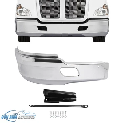 Chrome Front Bumper Cover W/O Fog Hole For Kenworth T680 2013-2021 Right Side Foto 1 de 4