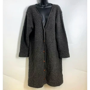 Peruvian Connection Long Button Front Cardigan Sweater Charcoal Gray Size M - Picture 1 of 11