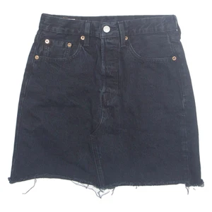 LEVI'S Premium E Womens Mini Skirt Black Short Denim S - Picture 1 of 6