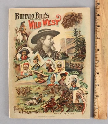 1884 Antique BUFFALO BILL Wild West Show Show Western Cowboys Indians ProgramNR - Image 1 of 4