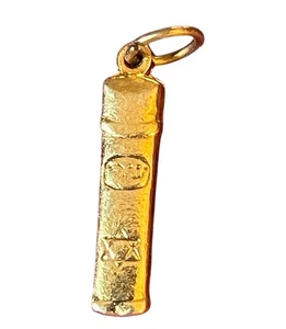 Mezuzah Scroll Hebrew Star Of David Gold Tone Pendant Jewish Jew - Picture 1 of 4