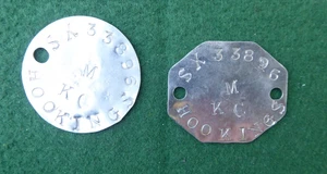 WW11 AIF AUSTRALIAN 13/33RD INFANTRY BTN DOG TAGS SX33896 - Picture 1 of 3