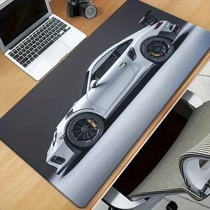 Sportwagen Porsche Mauspad XXL Weiß 90x40cm Rutschfest Schreibtisch Zubehör -NEU - Afbeelding 1 van 6