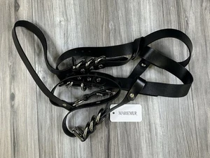 Arnés de cuero Mariemur Marilyn en negro hebilla ajustable, talla grande, nuevo - Imagen 1 de 6