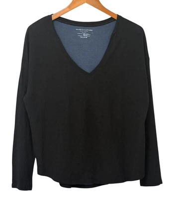 Camiseta Majestic Filatures Algodón Cachemira Seda Manga Larga Cuello en V Negra Talla M Foto 1 de 4
