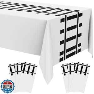 Teenyyou 6 Pcs Train Party Decorations Railroad Track Tablecloths Express Tra - Picture 1 of 5