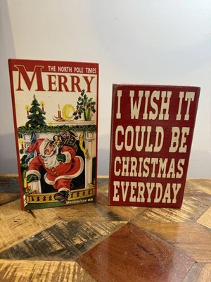 Holiday Christmas Rustic Box Sign and vintage style “book” - Image 1 of 4