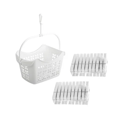 Wäscheklammerset-hänge-korb mit 40 Klammern PP-Kunststoff mit Hacken - Bild 1 von 4