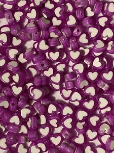Creativity Plastic Hearts Beads Bulk Lot 100 Pieces Hot Pink 8mm