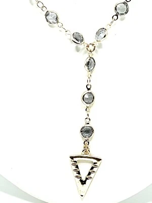 Swarovski Elements Gold Crystal Bezel Water Element Triangle Talisman Buddhism - Image 1 of 4