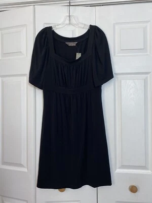 Nuevo con etiquetas Vestido Negro Talla Grande Talla Máxima Cintura Imperio Mangas Cortas Tejido Líquido L Foto 1 de 4