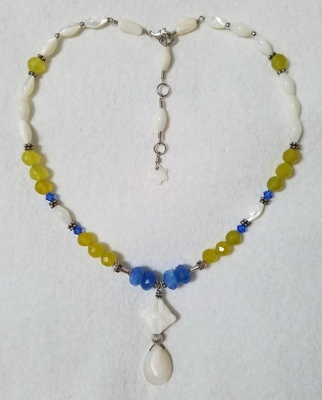 NUEVO COLLAR DE PERIDOTO DE ÁGATA MOPA MADREPERLA .925 PLATA ESTERLINA HECHO A MANO Foto 1 de 1