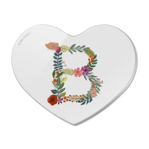 Letter B Floral Monogram Initial Heart Acrylic Fridge Refrigerator Magnet - Picture 1 of 5