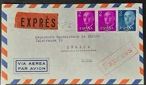 (ESP-204) ESPAÑA 1958 Correo Aéreo Cubierta Express con 3 sellos a ZÚRICH - Imagen 1 de 2
