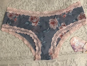 Nuevo $32 Show Me Your Mumu Mujeres XSmall Bikini Encaje Bragas Gris Rosa Floral L24 - Imagen 1 de 8