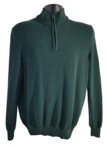 CLUB ROOM Mens Pullover Sweater SIZE L Long Sleeve Green Stand Up Collar 1/4 Zip - Picture 1 of 11