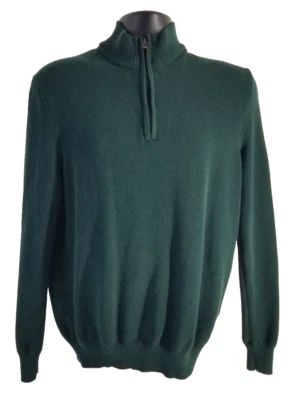 Suéter Pullover CLUB ROOM Para Hombres TALLA L Manga Larga Verde Cuello Alto 1/4 Cremallera Foto 1 de 4