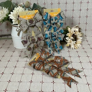 Crafters Decorative Bows Set of 6 Owls Stripes & Harvest Trucks with Pumpkins - Bild 1 von 3