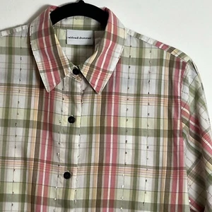 Alfred Dunner Spring Plaid Shirt Womens 14 Lightweight Cotton Blend Button Up - Picture 1 of 7