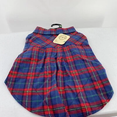 Camisa de franela Bond & Co perro grande a cuadros roja azul verde botón de bolsillo Foto 1 de 4