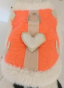 Arnés blandos alimentados de calor arnaranja neón corazón estepio XS-M Chihuahua - Imagen 1 de 4