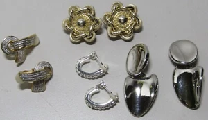 Lote de 4 pendientes clip estilos mixtos - tono oro y plata edad desconocida - Imagen 1 de 2