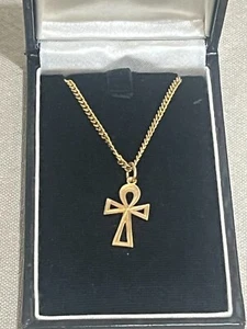 Collana vintage con ciondolo Ankh 1/20 - oro 12k 24" - Foto 1 di 3