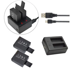 2x Li-ion 3.7v 900mAh BATTERY+Charger for Campark X20 Action Camera 4K 20MP WiFi - Picture 1 of 11