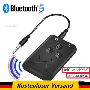 Bluetooth 5.0 Transmitter Empfänger Sender 2in1 Aux Audio Adapter TV Kopfhörer - Afbeelding 1 van 11