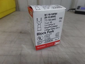 GENUINE 3M SCOTCHLOK MV18-10FBX FORK TERMINAL, 22-18 AWG, N.O.S, BOX OF 100!!! - Picture 1 of 5