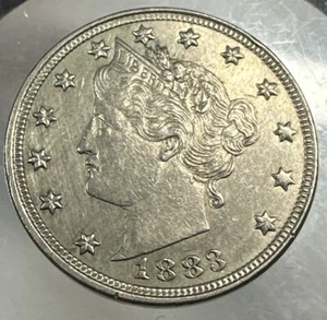 Níquel 1883 V sin centavos AU detalles - Imagen 1 de 2