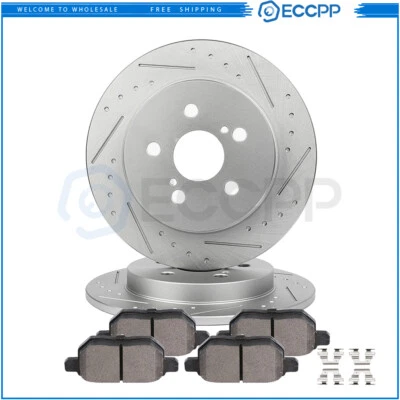 Rear Brake Rotors And Ceramic Pads Slotted For Toyota for Corolla 2016 - Image 1 of 4