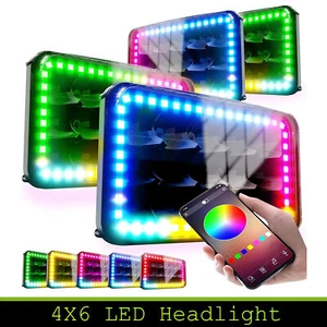 4 PIEZAS 4X6 LED conjuntos de faros haz sellado alto/bajo con faro RGB Halo H4651 - Imagen 1 de 9