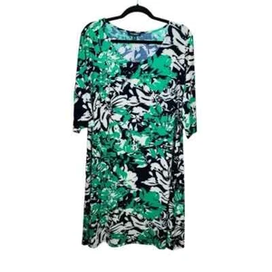 Vestido recto Roz Ali para mujer 1X verde blanco negro elástico nuevo ropa de resort con curvas - Imagen 1 de 5