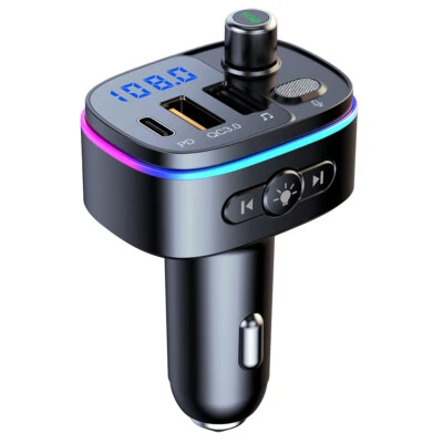 Type-C USB PD Quick Car Charger Bluetooth FM Transmitter for iPhone X Samsung S9 - Image 1 of 4