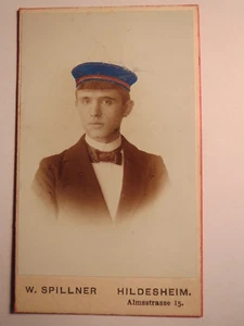 Schüler oder Student - Mütze koloriert - CDV W. Spillner Hildesheim / Studentika - Picture 1 of 2