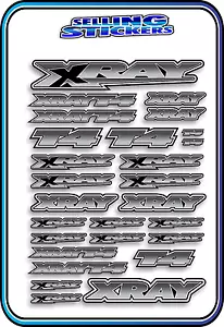 XRAY T4 STICKER DECAL SHEET 1/10 RC ELECTRIC CAR A4 TOURING DRIFT GREY XRAY - Picture 1 of 7
