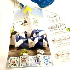 ChicCovers 2 Seater LoveSeat Slipcover Pillowcase Included Printed Checker Blue - Picture 1 of 4