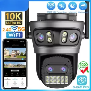 20MP 10K Wifi IP Camera Outdoor Four Lens Four Screens 10X Zoom Surveillance CAM - Picture 1 of 33