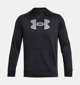 NUOVA felpa con cappuccio uomo Under Armour nera bianca pile grande logo taglia large prezzo al pubblico consigliato $60,00 - Foto 1 di 10